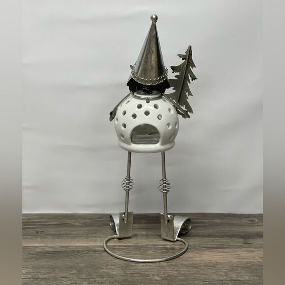 Metal & Ceramic Santa Gnome Tealight Candle Holder Holiday Christmas Décor 16” - Picture 4 of 8